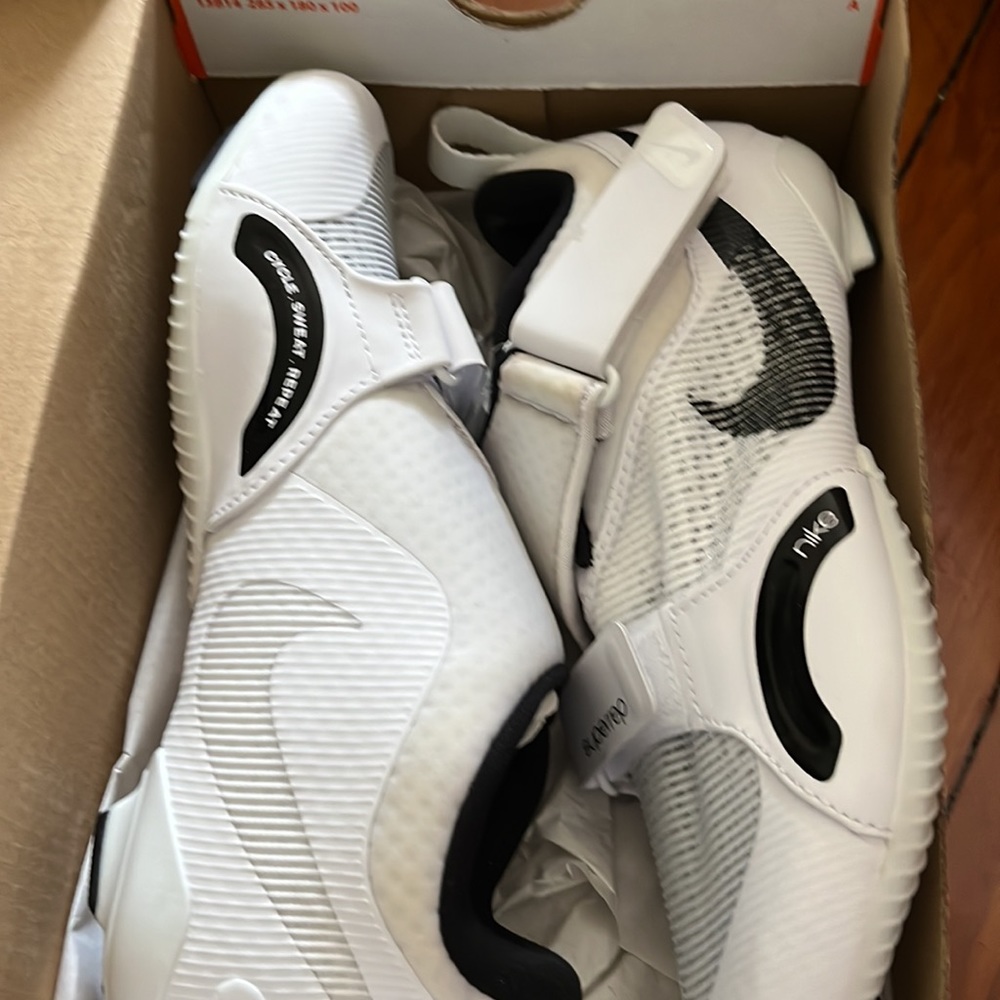 Nike White and Black Women's Shoes for cycling